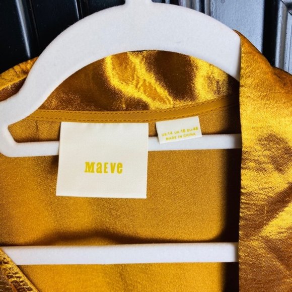 Anthropologie Maeve Gold Metallic Neck Tie Tank - Picture 4 of 8